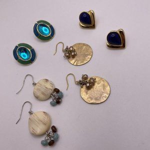 Lot Of 4 Pretty Costume Earrings Pierced Dangle Drop / Stud Etc Women’s Mix